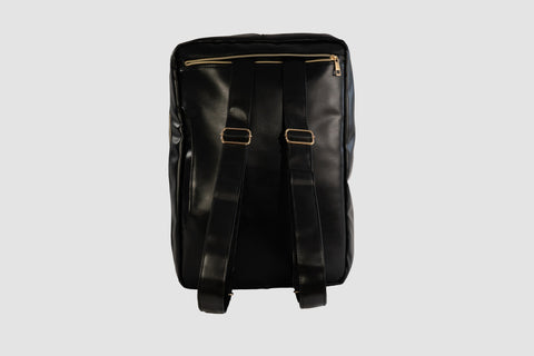 2-in-1 Laptop Backpack Briefcase – Black & Gold Travel Bag with Velvet Pouch – Young Professionals YP