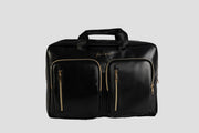 2-in-1 Laptop Backpack Briefcase – Black & Gold Travel Bag with Velvet Pouch – Young Professionals YP