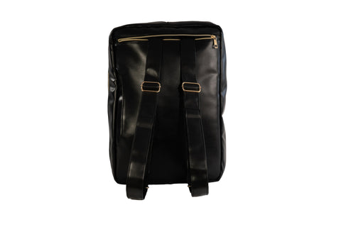 2-in-1 Laptop Backpack Briefcase – Black & Gold Travel Bag with Velvet Pouch – Young Professionals YP