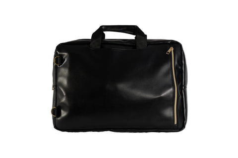2-in-1 Laptop Backpack Briefcase – Black & Gold Travel Bag with Velvet Pouch – Young Professionals YP